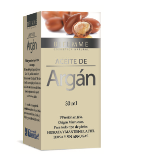 Aceite de argán. Envases de 30 mL (aceite de argán y vitamina E).