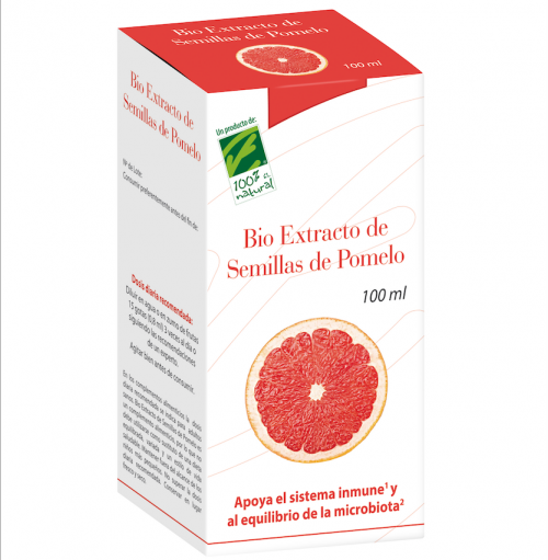 Bioextracto de Semillas de Pomelo. 45 gotas contienen 72 mg de vitamina C y 28,8 mg de bioflavonoides. Botella con dosificación de goteo de 50 o 100 mL. Frasco de 50 mL, CN: 164488.6. Frasco de 100 mL,  CN: 164489.3. Complemento alimenticio.