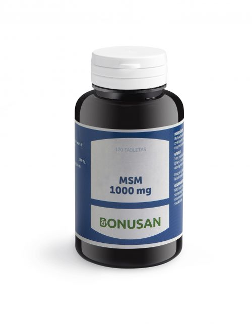 MSM 1000 mg. 120 comprimidos. Cada comprimido contiene 1.000 mg de Metilsulfonilmetano, agente de carga (celulosa microcristalina), celulosa HPC, antiaglomerante (estearato de magnesio). Complemento alimenticio.