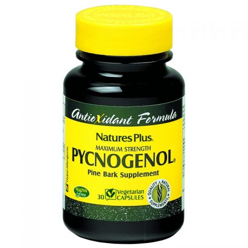 Pycnogenol. Envase de 30 cápsulas. Cada cápsula aporta: Pycnogenol<sup>®</sup> (corteza de <i>Pinus maritima</i>) 30 mg (estandarizado al 85-95% [25,5-28,5 mg] de proantocianidinas).