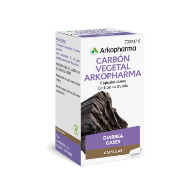 Arkocápsulas Carbón Vegetal. Cada cápsula contiene: carbón vegetal activado 225 mg, almidón de maíz y estereato de magnesio. Envase de 45 cápsulas, CN: 730247.6. Medicamento. 