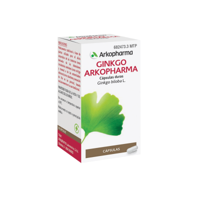 Arkopharma Ginkgo Biloba. Cada cápsula contiene 180 mg de hojas criomolidas de <i>Ginkgo biloba</i> L. Envases de 50 cápsulas (CN: 682473.3), 100 cápsulas (CN: 682474.0) y 200 cápsulas (CN: 682475.7). Medicamento tradicional a base de plantas (MTP). 