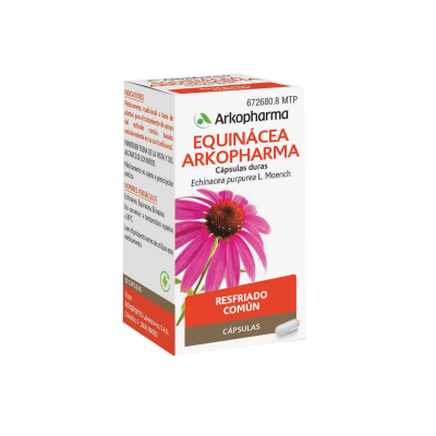 Arkopharma Equinácea. Cada cápsula contiene 250 mg de raíz criomolida de equinácea (<i>Echinacea purpurea</i> (L.) Moench). Envase de 50 cápsulas, CN: 672680.8. Envase de 100 cápsulas, CN: 672681.5. Medicamento tradicional a base de plantas (MTP).  