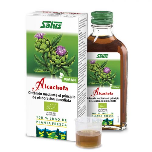 Alcachofa Bio. Jugo de capullos de alcachofa fresca (<i>Cynara scolymus</i>) de cultivo ecológico. Frasco de 200 mL. Complemento alimenticio.