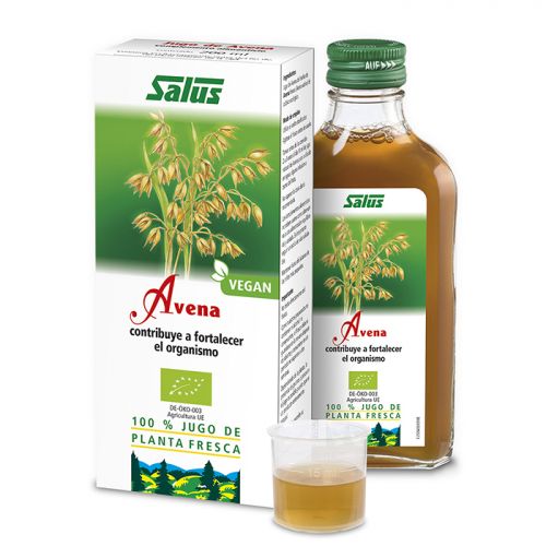 Avena Bio. Jugo de planta fresca de avena (<i>Avena sativa</i>) de cultivo ecológico. Frasco de 200 mL. Complemento alimenticio.