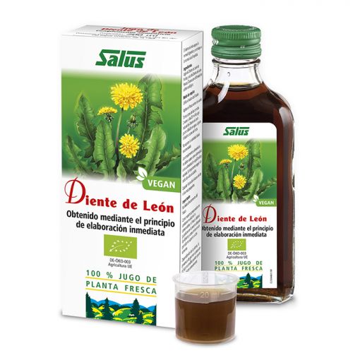 Diente de león Bio. Jugo de parte aérea y raíz de diente de león frescas (<i>Taraxacum officinale</i>) de cultivo ecológico.Frasco de 200 mL. Complemento alimenticio.