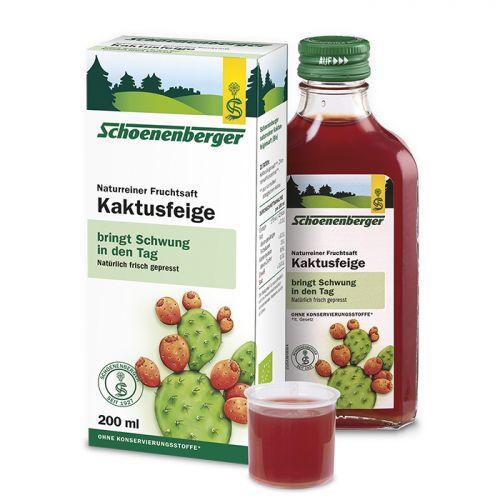 Higo Chumbo Bio. Jugo de fruta fresca de higo chumbo de cultivo ecológico (97%) y jugo de limón ecológico. Frasco de 200 mL. Complemento alimenticio.