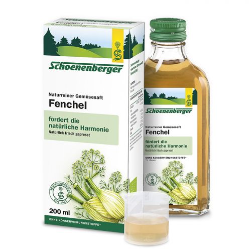 Hinojo Bio. Jugo de hinojo fresco (<i>Foeniculum vulgare</i> L.) de cultivo ecológico. Frasco de 200 mL. Complemento alimenticio.