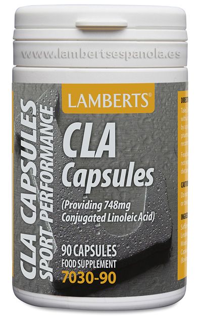 CLA 748 mg. 90 cápsulas. Cada cápsula aporta: 1000 mg de aceite de cártamo (748 mg de ácido linoleico conjugado, CLA). Complemento alimenticio.