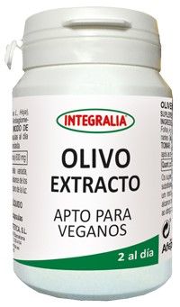 Olivo Extracto Integralia. 60 cápsulas. 2 cápsulas contienen: 600 mg de extracto seco (6:1) de hoja de olivo (<i>Olea europaea</i> L.), 20% de oleuropeína. Complemento alimenticio. Apto para veganos.
