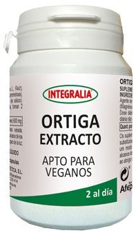 Ortiga Extracto Integralia. 60 cápsulas. 2 cápsulas contienen: 600 mg de extracto seco (10:1) de raíz de ortiga (<i>Urtica dioica</i> L., Raíz), 1% de β‐sitosteroles. Complemento alimenticio. Apto para veganos.