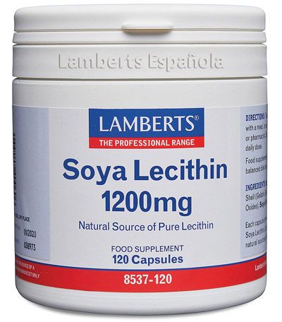 Lecitina de Soja 1.200 mg. Envase con 120 cápsulas. Cada cápsula contiene 1.200 mg de lecitina de soja, aportando 272 mg de fosfatidil colina y 176 mg de fosfatidil inositol. Complemento alimenticio. 