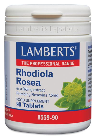 Rhodiola Rosea 1.200 mg. Cada comprimido contiene 266 mg de extracto equivalente a 1.200 mg de <i>Rhodiola rosea</i>, aportando de 7,5 mg de rosavinas. Envase con 90 comprimidos. Complemento alimenticio. 