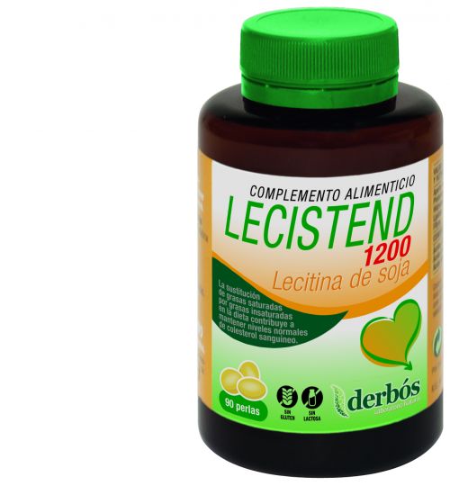 Lecistend. 90 perlas. Cada perla contiene: Lecitina de soja no GMO.  Cubierta: Gelatina de origen bovino y glicerina. 90 perlas de 1.655,3 mg. Advertencia: contiene una fuente de soja. Sin gluten ni lactosa. Complemento alimenticio.