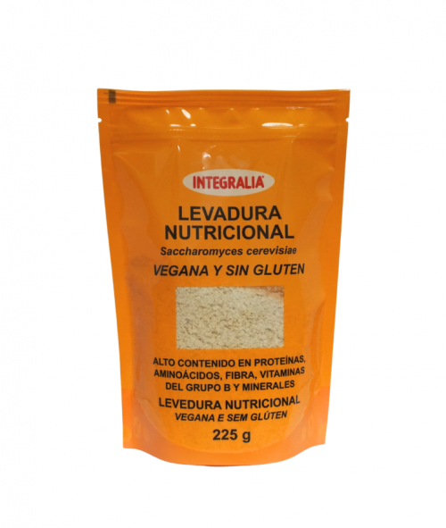 Levadura Nutricional.  Envase de 225 g, conteniendo copos de levadura de cerveza (<i>Saccharomyces cerevisiae</i>). Sin gluten, apto para veganos. Complemento alimenticio.